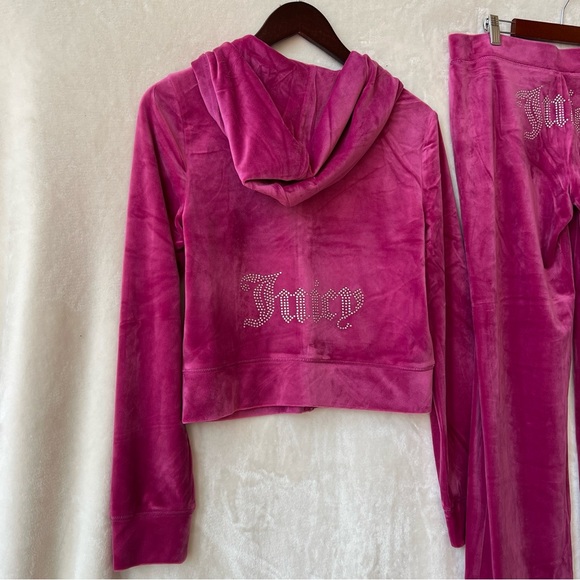 NEW Size Medium Juicy Couture Velour Jacket & OG Big Bling Flare Track Pants Set - Picture 2 of 8